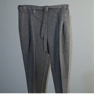 Coquille Anthro Waist Tie Pleated Ankle Length Cuffed Trousers